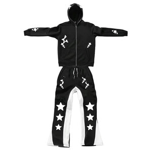 Ensemble sweat-shirt et pantalon de survêtement pour homme, streetwear personnalisé, imprimé par transfert thermique vintage, respirant, tricoté, décontracté, automne, 2 pièces - Product Image 1