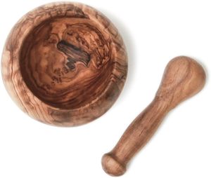 Juego de mortero y Maja hechos a mano de madera de olivo, herramienta de molinillo de especias de 5 "para barman y hogar - Product Image 3