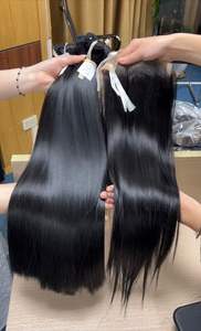 Extensions de cheveux Remy vietnamiens vierges vente en gros 100% cuticules de cheveux humains alignés os droit trame unique - Product Image 2
