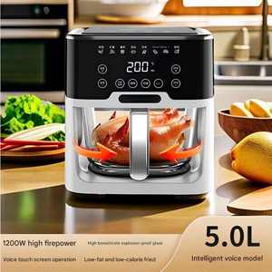 Friteuse à air électrique moderne tendance 2026 en acier inoxydable avec écran LCD, sans huile, multifonctionnelle, avec revêtement intérieur en verre sans retournement - Product Image 2