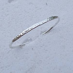 Sterling Silver Plated Boho Hammered Textured Vintage Bahamian Bangle Stackable <b>Adjustable</b> <b>Bracelet</b> Women Fashion Jewelry - Product Image 1