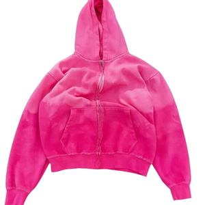 Nuevo logotipo personalizado lavado ácido sol se desvanece sólido 100% algodón peso pesado impreso ropa de calle de gran tamaño pulóver transpirable liso sudaderas con capucha - Product Image 1