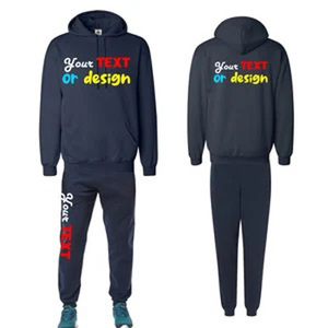 Fabricante de ropa personalizado Puff impresión Logo Sudadera con capucha conjunto Unisex peso pesado chándales pantalones de chándal para hombre verano chándal - Product Image 4