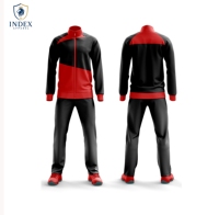 Ensemble de survêtement INDEX APPAREL pour homme, noir et rouge, style sportif, col montant, fermeture éclair intégrale, pour adulte, collection automne