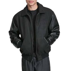 Vente en gros de vestes universitaires en laine Letterman 100% pour hommes, veste vintage d'hiver à fermeture éclair, vêtements pour hommes, couleur noire - Product Image 4