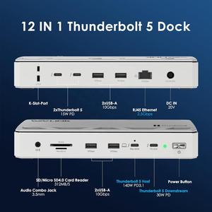 Nouvelle station d'accueil Thunderbolt <span class=keywords><strong>5</strong></span> WAVLINK WL-UTD58-M <span class=keywords><strong>12</strong></span>-en-1 Thunderbolt <span class=keywords><strong>5</strong></span> Dock 140W PD 8K Affichage Hub de connexion - Product Image 2