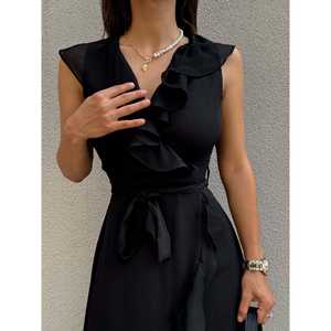 2168 ชุดเดรสผ้าชีฟองทรงเอไลน์พร้อมขอบเอวแบบธรรมชาติ - Product Image 1