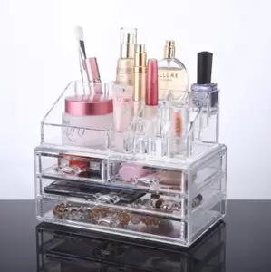 Kunden spezifische Größe Acryl Aufbewahrung sbox Transparente schwarze Tisch kosmetik Make-up Acryl Display Organizer Box