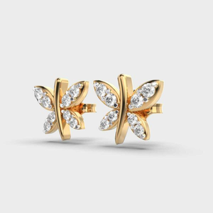 Delicado ala mariposa moda pendientes 10K oro amarillo laboratorio crecido diamante hermoso estilo romántico regalo de boda para mujeres - Product Image 4