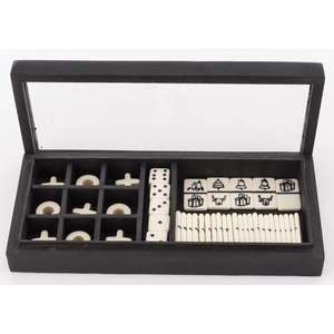 Boîte de jeu d'intérieur pour enfants, accessoires, boîte de jeu personnalisée en marbre blanc, tic-tac-toe, dés, dominos, impression de logo personnalisée - Product Image 6