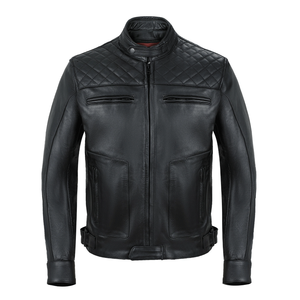 Men's Brown Genuine Diamond Leather Racing Motorbike Jacket CE-Certified <b>Protectors</b> for Winter Motorcycle Riding Windproof - Product Image 4