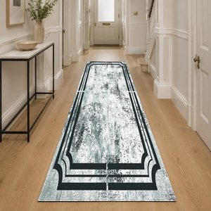 Tapis de salon en chenille gris argenté contemporain abstrait imprimé numériquement, lavable en machine, antidérapant, vente en gros RUGS DEPOT LXDP-1029 - Product Image 5