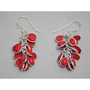 ต่างหูเงินทำมือประดับปะการังดีไซน์องุ่น ของขวัญแฟชั่นสำหรับงานปาร์ตี้ E0944-GS - Product Image 4