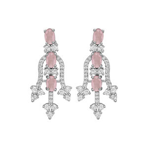 Delicado collar AD Chapado en plata, regalo de joyería de latón plateado para mujeres para fiestas - Product Image 5