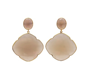 Pendientes de plata con forma de trébol y pera de Ley 925, Gema de Calcedonia gris, novedad - Product Image 1