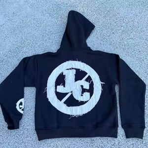 Meilleure qualité Streetwear hommes en détresse broderie à capuche tissu éponge 100% coton matériel léger Logo personnalisé - Product Image 5