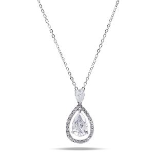 Collana con ciondolo placcato oro con zirconi a taglio a pera e design a goccia d'acqua per matrimoni e fidanzamenti, gioielli da donna - Product Image 1