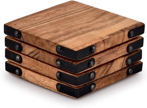 Sous-verres carrés en bois d'acacia Protection Tabletop Countertop and Surfaces Top Quality Hot Selling Handmade Wooden - Product Image 3