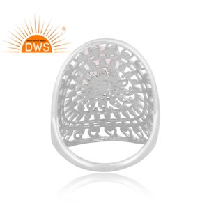 Meilleure qualité en argent sterling fin naturel arc-en-ciel lune pierre gemme Mandala Design bague fabricant de bijoux personnalisés - Product Image 4