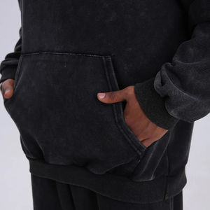 Sudadera de mezcla de algodón para hombre, jersey de gran tamaño con ropa de calle bordada, Sudadera con capucha ajustada Lisa personalizada para lo básico de invierno - Product Image 5