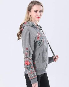 Nouveau sweat à capuche gris pour femme, coupe décontractée à épaules tombantes, brodé, anti-plis, respirant, style urbain, doublé devant - Product Image 3