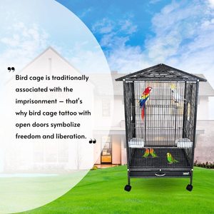 Cage à oiseaux ouverte de 30 pouces avec support à roulettes, plateau coulissant et rotation à 360° °   Roues pour perruches, calopsittes, agapornis et petits perroquets - Product Image 6