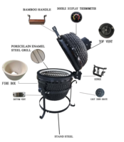 Kimstone Hot Seller 13 pouces Kamado Bbq Grill Carbon De Asadores Tabletop Grill Barbecue au charbon de bois pour la cuisine en plein air