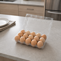 Plateau à œufs 15 alvéoles en plastique PET transparent avec boîte à clapet empilable pour fermes avicoles, supermarchés et centres d'emballage