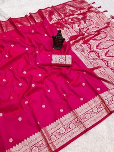 Tela de Seda Kota Suave y Pura, Tejido con un Rico Pallu, Sari Tradicional Indio de Longitud Larga para Bodas y Fiestas, Blusa a Juego - Product Image 4