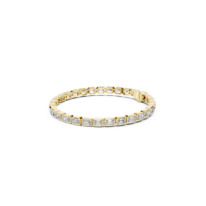 Emerald Cut Moissanite Bezel Set Tennis <b>Bracelet</b> 925 Sterling <b>Silver</b> Rhodium Plated Handmade Fine Jewelry GRA Certified Luxury - Product Image 1