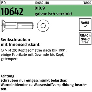 สกรูหัวจมหกเหลี่ยม ISO 10642 M16 X 50 มม. เกรด 10.9 แพ็ค 50 ชิ้น - Product Image 1