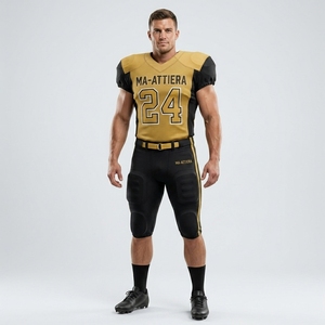 Custom Gold Black American Football Jersey <b>Padded</b> <b>Pants</b> Team Uniform Number 24 OEM ODM Wholesale Sportswear - Product Image 1
