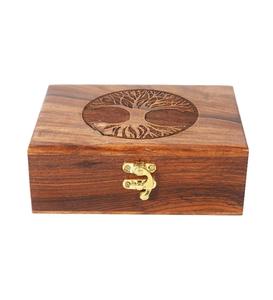 Urna de madera hecha a mano de palisandro Árbol DE LA VIDA grabado joyero tallado a mano para mujeres-hombres joya - Product Image 1