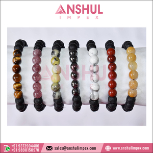 Premium Quality Best Selling Fashion Jewelry Women's Crystals 8mm Round <b>Gemstone</b> Beaded Lava Diffuser <b>Bracelet</b> at Bulk Price - Product Image 5