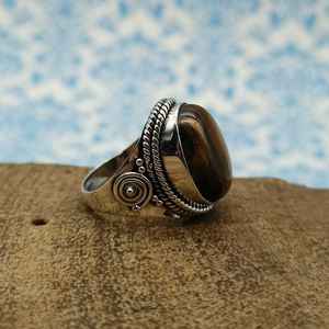 925 Sterling Silver Tiger Eye Gemstone Boho Ring Natural Handmade Fine Bohemian Jewelry Diamond Main Factory Wholesale Price - Product Image 3