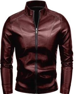 Vêtements d'hiver Vestes décontractées pour hommes Vestes en cuir pur 100% Vestes élégantes coupe-vent avec fermeture éclair sur le devant Vestes en cuir Pu quantité minimale de commande bas - Product Image 4