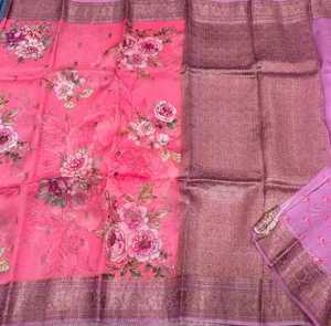 Custom made timeless elegance with hand-painted brocade <b>silk</b> sarees intricate artistry meets rich luxurious traditional weaves. - Product Image 5