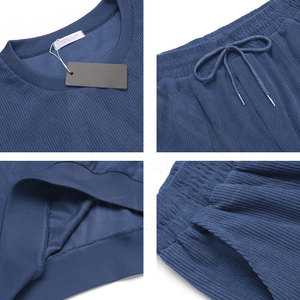 Venta al por mayor de peso pesado 100% algodón de los hombres ropa deportiva de gran tamaño chándal de entrenamiento impreso de talla grande características transpirable de secado rápido - Product Image 4