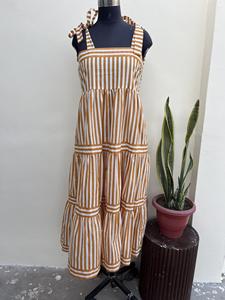 Estilo caliente elegante fiesta una línea correa ajustable vestido raya algodón largo sin mangas verano vestidos de mujer - Product Image 2