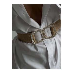 Women's <b>Elastic</b> Woven <b>Belt</b> with Snap Buckle, Jacket <b>Belt</b>, Shirt <b>Belt</b>, Dress <b>Belt</b> - standard - Product Image 3