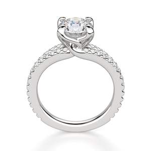 Anillo de compromiso de diamante cultivado en laboratorio con corte redondo y tallo dividido en oro rosa/plata para mujer - Product Image 4