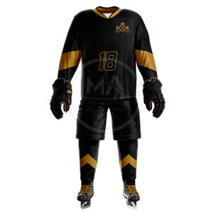 Prix usine 100% Polyester doux au toucher de haute qualité séchage rapide respirant hockey sur glace uniforme ensemble personnalisé couleur Logo en vrac - Product Image 1