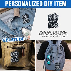 Parche de Fe sobre el miedo, parche bordado cristiano para coser, insignia cristiana, apliques cruzados para chaqueta, parche de tela con verso bíblico - Product Image 2