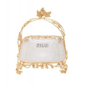 Plato de caramelo de cristal, marco de cobre chapado en oro - Product Image 2