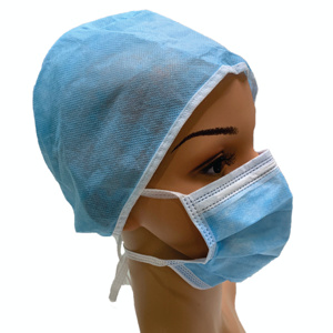 หมวกและหน้ากากอนามัยใช้ได้ทั้งชายและหญิงแบบไม่ทอใหม่สำหรับฤดูร้อนสครับโรงพยาบาลยังมีถุงโพลีสกรีนลายพิมพ์โลโก้สีฟ้าตามสั่ง - Product Image 5