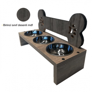 ชามน้ำอาหารแมวทำจากสเตนเลสสตีล3ชิ้นชามน้ำอาหารแมวทำจากไม้ผลิตภัณฑ์สัตว์เลี้ยง - Product Image 4