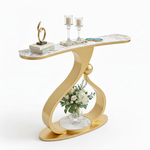 Table console de luxe contemporaine 120x30x85cm, meuble de salon avec plateau en céramique et pieds en fer pour entrée, villa, hôtel - CST071 - Product Image 3