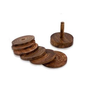 Sous-verre élégant en bois de mangue Design unique Sous-verres en verre de forme ronde pour une utilisation dessus de table Produit à prix bon marché - Product Image 5