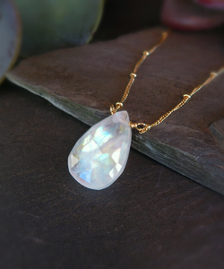 Rainbow Moonstone Pear Gemstone Wired <b>Chain</b> Necklaces Bohemian 925 <b>Sterling</b> <b>Silver</b> Gold Plated Handmade Pendant Necklaces <b>Women</b> - Product Image 6