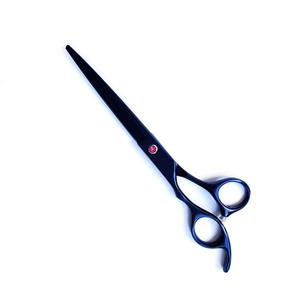 Ciseaux de salon professionnels avec repose-doigts, ciseaux à cheveux professionnels, manche en acier, revêtement bleu marine, lame droite et tranchante - Product Image 2